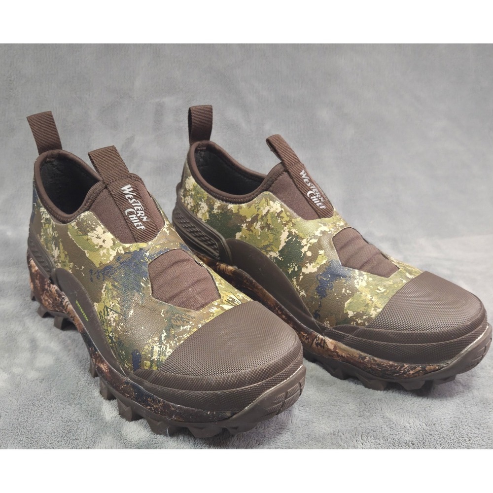 Western Chief Mens Camo Waterproof Garden Shoes Size 8 Brown Rubber Neoprene